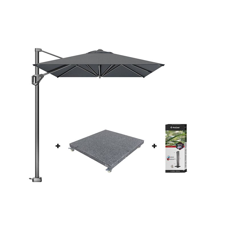 Foto van Platinum voyager zweefparasol t1 3x2 m. - antraciet met voet en hoes