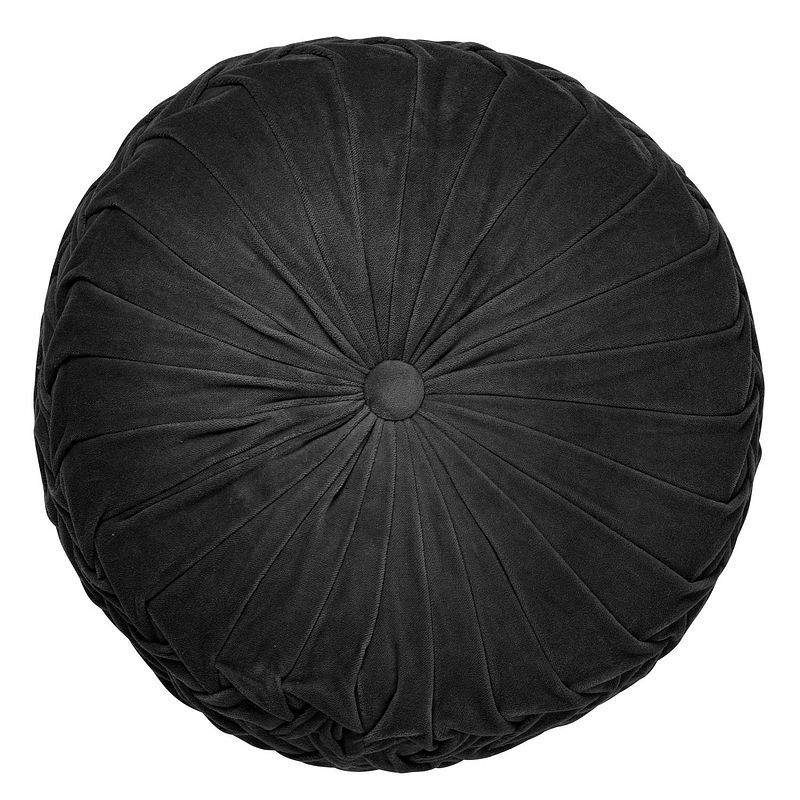 Foto van Dutch decor kaja - sierkussen rond velvet raven 40 cm - zwart