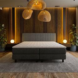 Foto van 1-persoons boxspring hotel - beam - antraciet 90x200 cm - pocketvering - inclusief topper - dekbed-discounter.nl