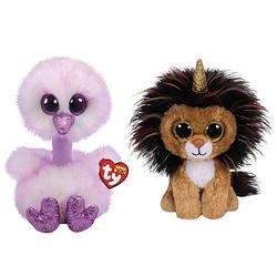 Foto van Ty - knuffel - beanie buddy - kenya ostrich & ramsey lion