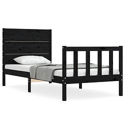 Foto van The living store bedframe - massief grenenhout - 205.5 x 95.5 x 100 cm - zwart