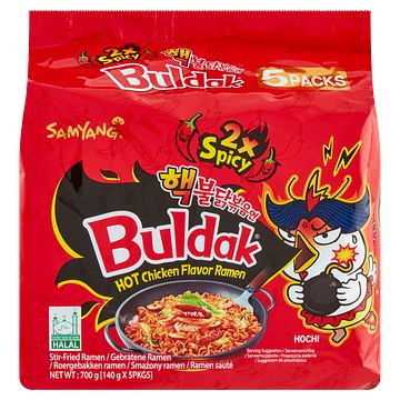 Foto van Samyang buldak hot chicken flavor ramen 2x spicy 5 x 140g bij jumbo