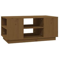 Foto van The living store salontafel massief grenenhout - bijzettafel met 6 vakken - 90x49x40.5 cm - honingbruin