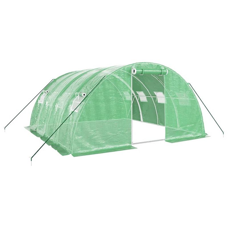 Foto van Vidaxl tuinkas met stalen frame 16 m² 4x4x2 m groen