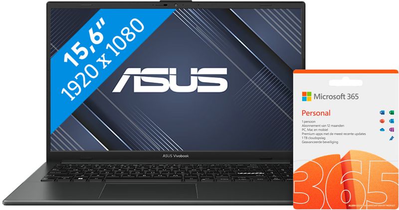 Foto van Asus vivobook 15 e1504fa-nj072w + microsoft office 365 perso