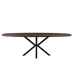 Foto van Giga meubel eettafel ovaal - bruin - 240cm - eettafel lissabon