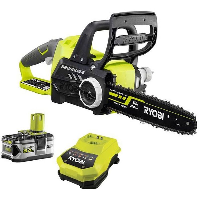 Foto van Ryobi kettingzaag 18v - 1 batterij 5 ah borstelloos - rcs18x3050f