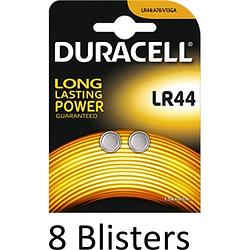Foto van 16 stuks (8 blisters a 2 st) duracell lr44 batterij single-use battery alkaline