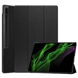 Foto van Basey samsung galaxy tab s9 ultra hoes case met s pen uitsparing - samsung tab s9 ultra hoesje book cover - zwart