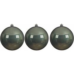 Foto van 3x grote raam/deur/kerstboom decoratie salie groene kerstballen 14 cm glans - kerstbal