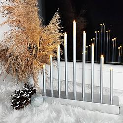 Foto van Led kaarsenbrug batterijen ijspegels zilver warm wit