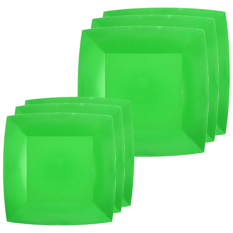 Foto van Feest/verjaardag bordjes set - 20x stuks - groen - 18 cm en 23 cm - feestbordjes