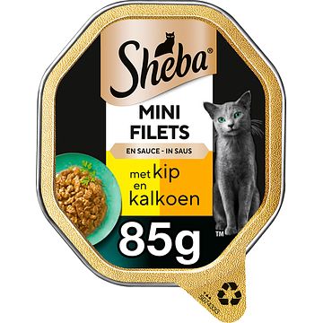 Foto van Sheba kattenvoer nat mini filets in saus kip & kalkoen kuipje 85g bij jumbo