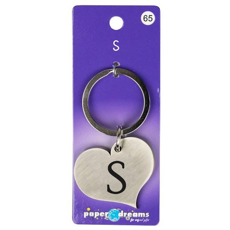 Foto van Paper dreams sleutelhanger hart letter s 10 x 4 cm staal zilver