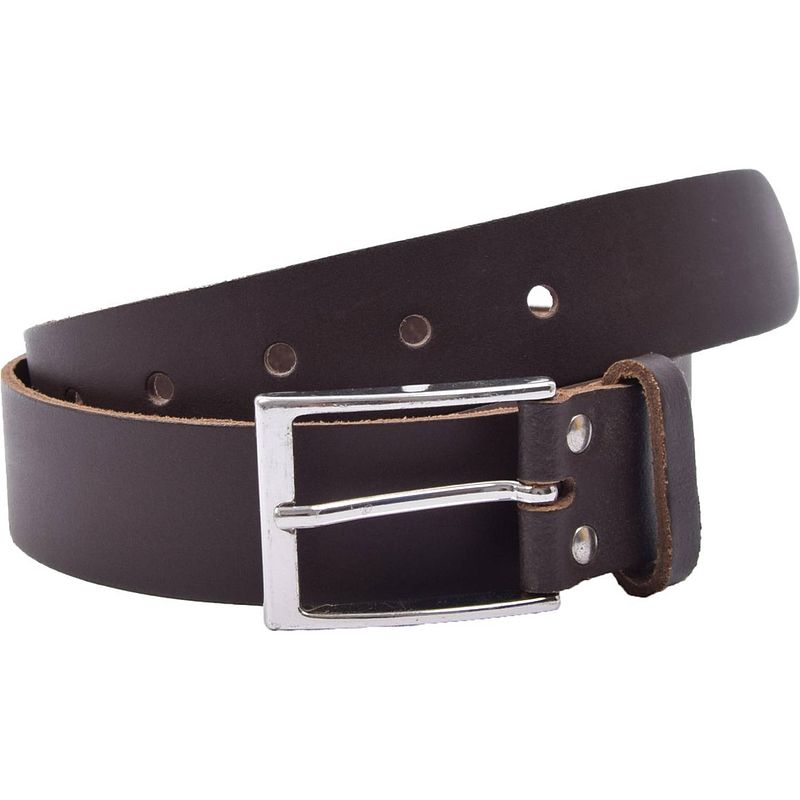 Foto van Riem - riemen - donker bruin - 3.5 cm - unisex - 100% leren - leder - riem maat 85