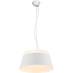 Foto van Led hanglamp - trion barnaness - e27 fitting - 3-lichts - rond - mat wit - aluminium