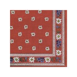 Foto van 40x edelweiss rood 3-laags servetten bloemen 33 x 33 cm - feestservetten