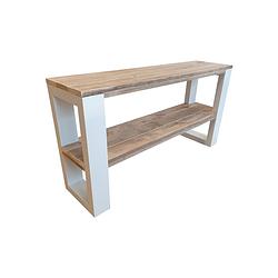 Foto van Wood4you - side table new orleans steigerhout 160lx78hx38d cm wit