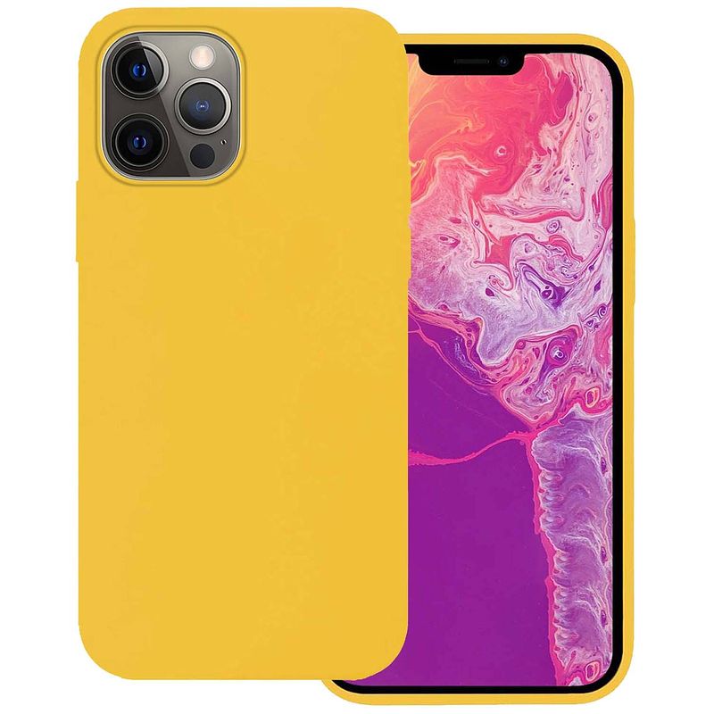 Foto van Basey iphone 13 pro max hoesje siliconen hoes case cover iphone 13 pro max-geel