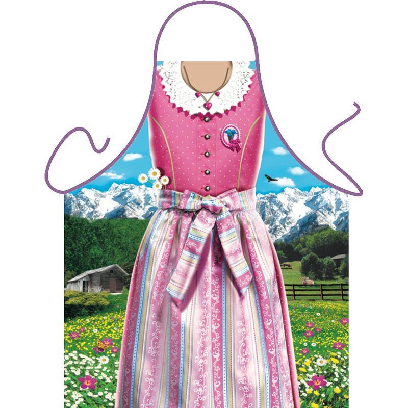 Foto van Bavarian frau - traditionele klederdracht - lederhose-dirndl - grappig leuk tirol tiroler schort keukenschort