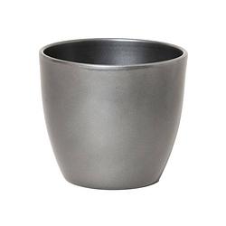 Foto van Bloempot glanzend zilver metallic keramiek voor kamerplant h19 x d22.5 cm - plantenpotten