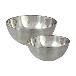 Foto van Svenska living voedsel serveer schalen set - 4x stuks - metallic zilver - rvs - dia 19/23 cm - serveerschalen