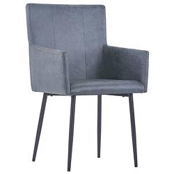 Foto van The living store eetkamerstoelen - grijs - 52 x 59.5 x 93 cm - kunstsuède bekleding