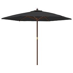 Foto van Vidaxl parasol met houten paal 299x240 cm zwart