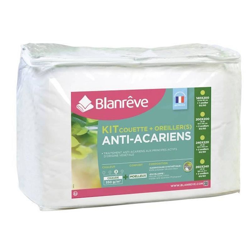 Foto van Blanreve pack warm dekbed en percale kussen - anti-mijt - 240x260cm