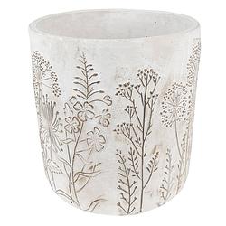 Foto van Clayre & eef bloempot ø 17*18 cm beige steen rond plantenpot decoratie pot beige plantenpot decoratie pot