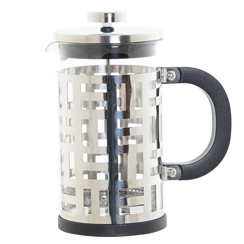 Foto van Cafetiere french press koffiezetter zwart met inox 600 ml - cafetiere