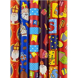 Foto van 12 rollen xxl sinterklaas cadeaupapier inpakpapier - 3 meter x 70 cm