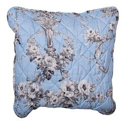 Foto van Clayre & eef kussenhoes 40*40 cm blauw polyester bloemen vierkant