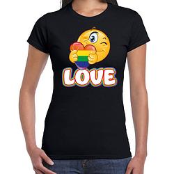 Foto van Bellatio decorations gay pride shirt - love - regenboog - dames - zwarta  xs - feestshirts
