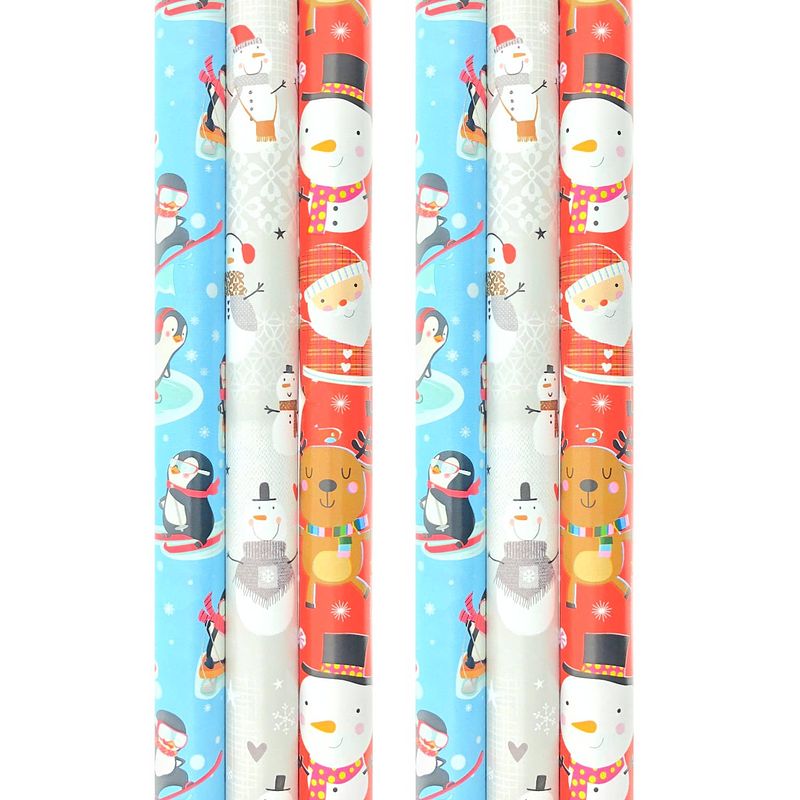 Foto van Noël 3 cadeaupapier - kerstpapier inpakpapier voor kinderen - 3 meter x 70 cm - 6 rollen