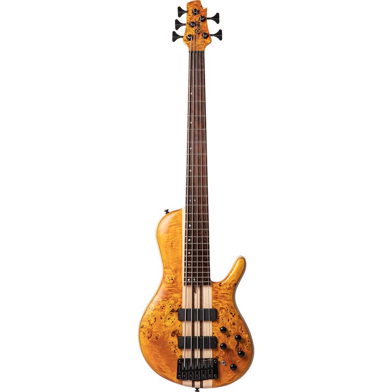 Foto van Cort a5 plus sc amber open pore 5-snarige elektrische basgitaar met koffer