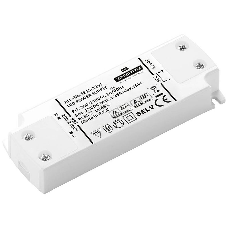 Foto van Dehner elektronik se 15-12vf (12vdc) led-transformator, led-driver constante spanning 15 w 1.25 a 12 v/dc