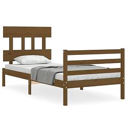 Foto van The living store bed grenenhout - bedframe 205.5 x 95.5 x 81 cm - multiplex lattenbodem