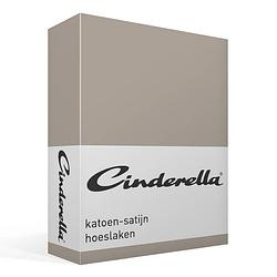 Foto van Cinderella katoen-satijn hoeslaken - 100% katoen-satijn - lits-jumeaux (200x200 cm) - taupe