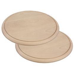 Foto van Set van 2x stuks ronde houten ham plankjes / broodplanken / serveer planken 25 cm - serveerplanken