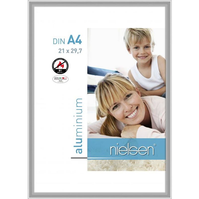 Foto van Fotolijst poster frame a4 brandvertragende vlamvertragende wissellijst zilver aluminium b1 certificering din 4102 - 1