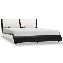 Foto van The living store bedframe - elegant en stevig - 140x200 cm - zwart en wit