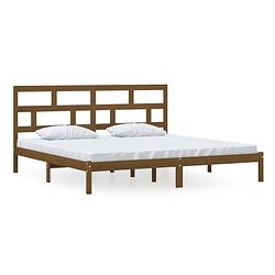 Foto van The living store houten bedframe - hoogwaardig grenenhout - 205.5 x 206 x 100 cm - honingbruin