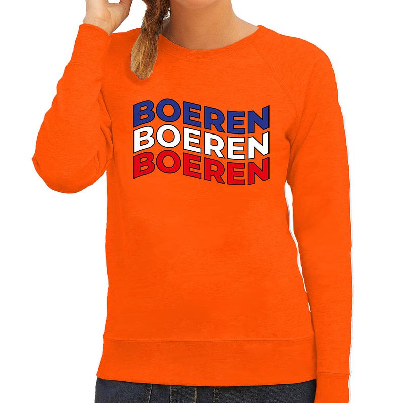 Foto van Oranje koningsdag sweater - boeren protest - dames s - feesttruien