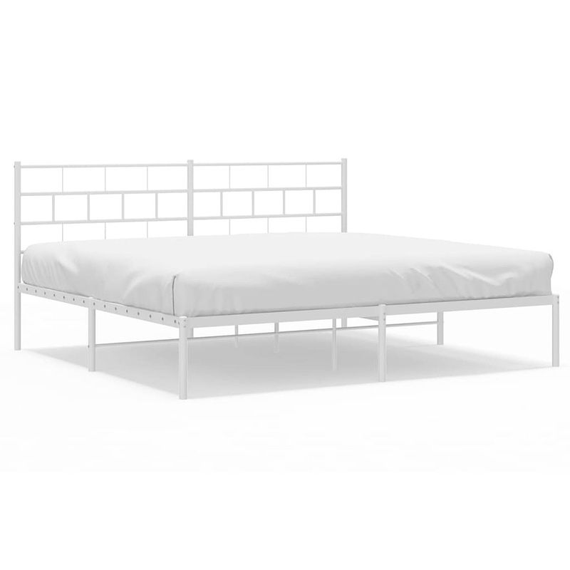 Foto van Vidaxl bedframe met hoofdbord metaal wit 183x213 cm