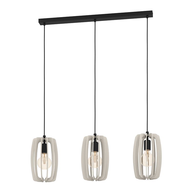 Foto van Eglo bajazzara hanglamp - e27 - 89 cm - zwart/grijs