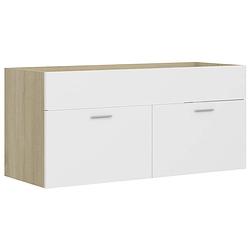 Foto van The living store badkaast - 100 x 38.5 x 46 cm - wit/sonoma eiken - spaanplaat