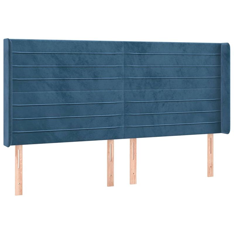 Foto van Vidaxl hoofdbord met randen 183x16x118/128 cm fluweel donkerblauw