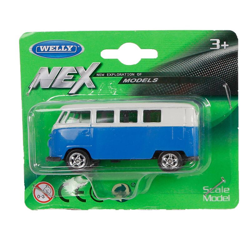 Foto van Welly schaalmodel volkswagen t1 6,5 cm alu 1:60 blauw/wit