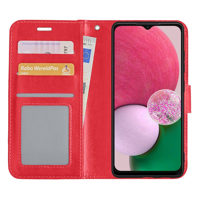 Foto van Basey samsung galaxy a13 5g hoesje book case kunstleer cover hoes - rood